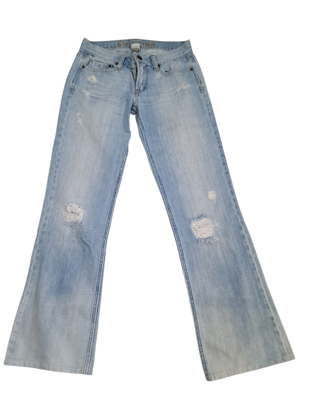 Women's Light Blue Distressed Flare Jeans